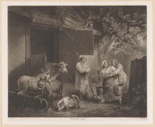 La laitière et deux valets de ferme près d