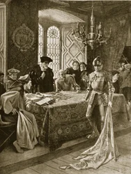 Le retour du drapeau des métiers à Édimbourg après Flodden, illustration de 