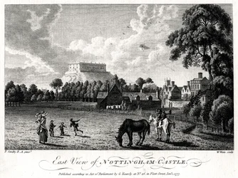 Vue est du château de Nottingham, Nottinghamshire, 1777
