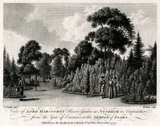 Vue du jardin de fleurs de Lord Harcourt à Nuneham dans l
