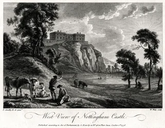 Vue ouest du château de Nottingham, Nottinghamshire, 1776