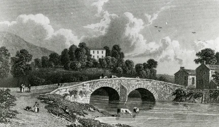 Greta Hall et le pont de Keswick, gravé par E. Francis, 1842