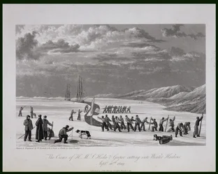 Les équipages du H.M.S. Hecla et Griper coupant dans Winter Harbour, 26 septembre 1819, de 
