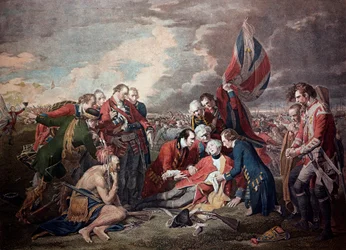 La mort du général James Wolfe (1727-1759) à la bataille de Québec pendant la guerre de Sept Ans, le 13 septembre
