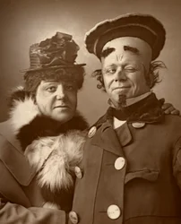 Harry Nicholls et Herbert Campbell, acteurs britanniques la Reine et le Roi, 1888