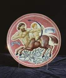 Plat représentant Chiron et Achille (céramique)