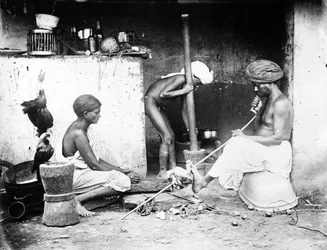 Une cuisine indienne, vers 1870