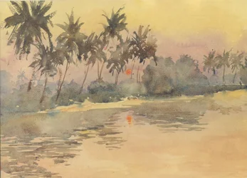 Lever de soleil, brume montante