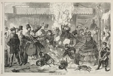 Une avalanche de neige en ville, 1860