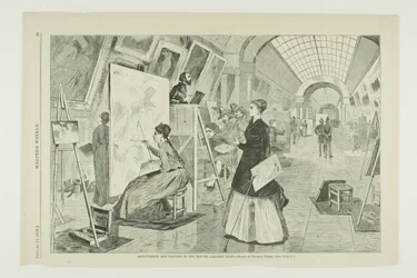 Étudiants en art et copistes à la galerie du Louvre, Paris