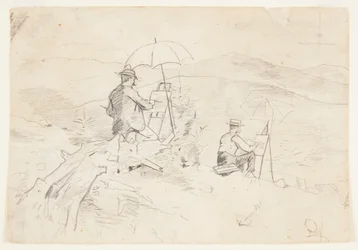 Artistes dessinant dans les Montagnes Blanches