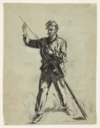 Soldat de cavalerie chargeant un fusil