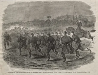 Charge du 1er régiment du Massachusetts contre une tranchée de tir rebelle près de Yorktown