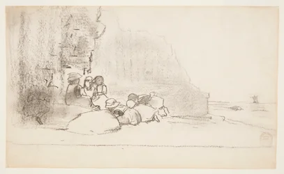 Enfants jouant au bord de la mer, Cullercoats, Angleterre