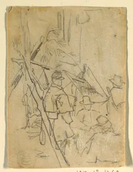 Dessin, un campement de l