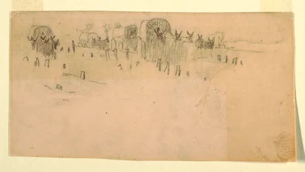 Dessin, train de chariots de l
