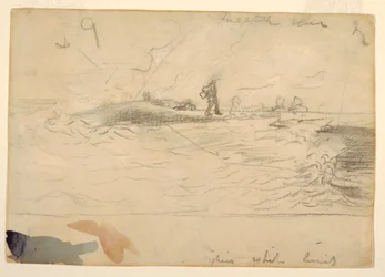 Dessin, scène de plage, Angleterre, 1881-82