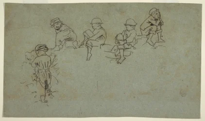 Dessin, Cinq croquis de jeunes garçons, vers 1872