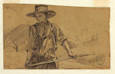 Dessin, fenaison, vers 1864