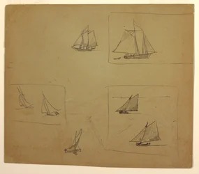 Dessin, Esquisses de bateaux à voile, 1881-82