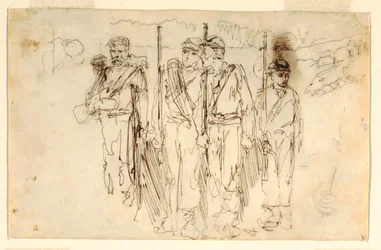 Dessin, Les blessés ambulants, 1861-62