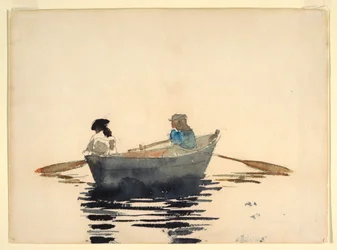 Dessin, Deux filles dans une barque, 1876-80