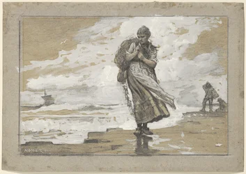 Jeune pêcheuse avec filet
