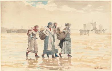 Quatre poissonnières sur la plage