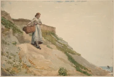 Jeune fille portant un panier
