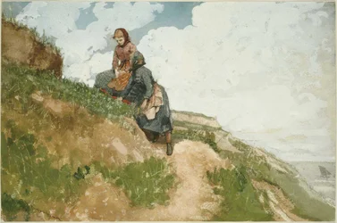 Des filles sur une falaise