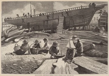 Construction navale, port de Gloucester