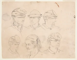 Six études de têtes de soldats
