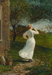 Le cor de dîner soufflant le cor au bord de la mer, 1870