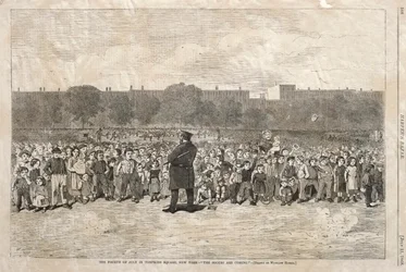 Le 4 juillet à Tompkins Square, New York - Les soldats arrivent, 1868
