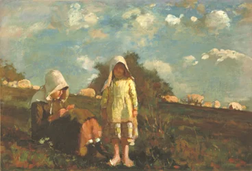 Deux filles avec des bonnets de soleil dans un champ