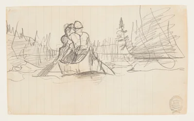 Deux hommes en canoë