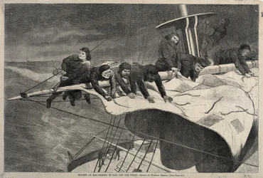 Hiver en mer - Prise de voile au large, 1869