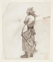 Femme regardant la mer, Cullercoats, Angleterre