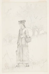 Jeune femme portant un panier