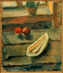 Nature morte au melon et aux pommes