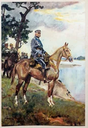 Portrait équestre du Maréchal Jozef Klemens Pilsudski sur son cheval favori Kasztanka