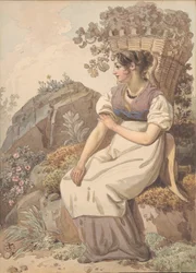 Jeune femme dans le Vaudois après la récolte des raisins, 1821