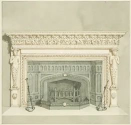 Cheminée autrefois dans la maison de Creswick, Small Street, maintenant installée à Broomwell House, Brislington
