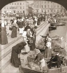 Bateaux de marché, Helsingfors, Finlande, 1898