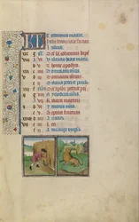 Un homme moissonnant; Signe du zodiaque du Lion