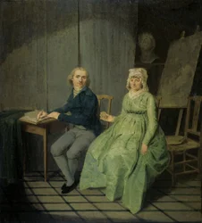 Un peintre avec sa femme