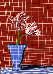 Tulipes rayées, nature morte moderne