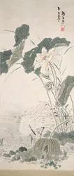 Héron et lotus