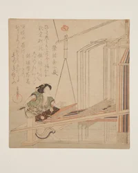 Femme tissant à un métier
