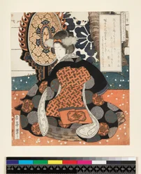 Hisakataya Goban Tsuzuki, une image en cinq panneaux pour le groupe Hisakataya, vers 1827